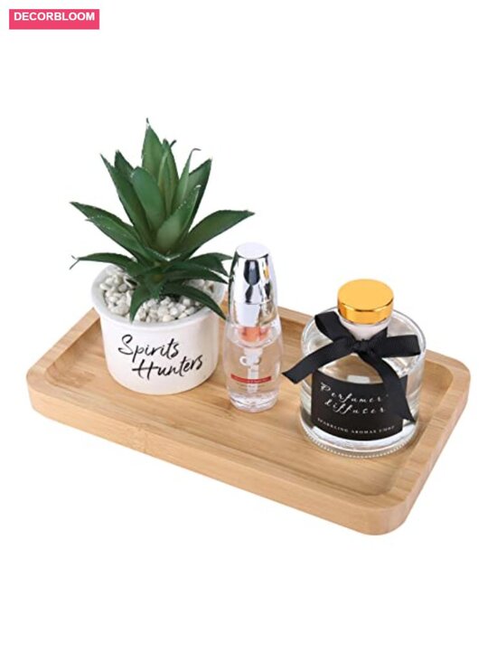 Other - Natural Bamboo Vanity Tray, Sturdy Bathroom Organizer for Perfume Cosmetics